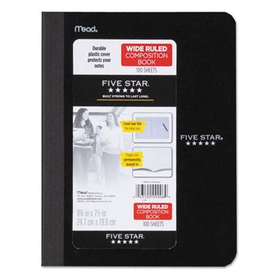 Five Star Composition Book, Wide/Legal Rule, Assorted Cover Colors, 9.75 x 7.5, 100 Sheets (09006)